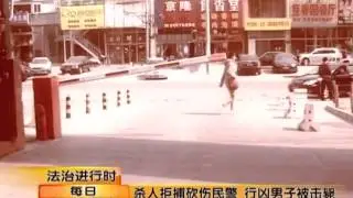 视频：杀人逃犯持刀拒捕斩伤警察畀击毙