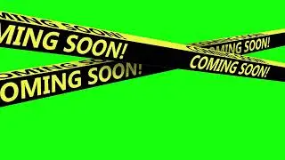 Coming Soon, (Yellow- black Strip) Green screen video 