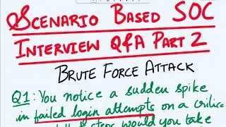 Scenario Based SOC Analyst Interview Questions and Answer| Part 2| how to handle brute force attack?