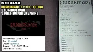 NUSANTARA CORE UNTUK ANDROID NON-ROOT ! MODULE GAMING NON-ROOT NUSANTARA CORE UNTUK PERFORMA GAMING