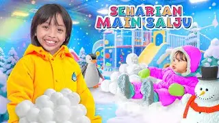 LEIKA AND LEXIE FIRST TIME PLAYING IN THE SNOW CASTLE ‼️❄️ FUNNY KIDS VIDEO