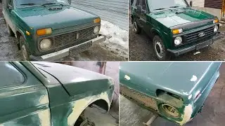 Soviet Niva VAZ-21213, produced in 1999. Cosmetic repairs. Auto Painting Video before and after.