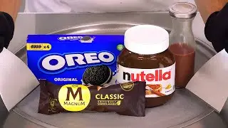 Oreo & Nutella & Magnum - Ice Cream Rolls | ASMR