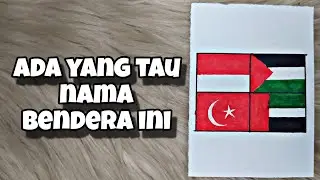 menggambar bendera Indonesia 🇮🇩 + palestina 🇵🇸 + Turkey 🇹🇷 + uni emirat arab 🇦🇪