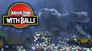 Thousands of Colorful Balls Roll Through Jurassic Park's Iconic T-Rex Scene!