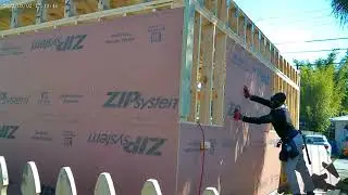 Sheeting an garage apartment walls  #fyp #construction #everyone