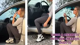 Crush a cigarette. Smoking in car