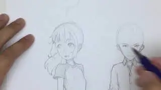 How to Draw Manga Hair Blowing in the Wind (Boy and Girl) [No Timelapse]