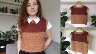 Two Colour Top / Sweater Vest Crochet Pattern Tutorial - BEGINNER FRIENDLY