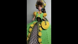 Вязаное платье для Барби «Одуванчики в траве». Vestido Crochê para Barbie.