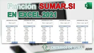 Como utilizar la función SUMAR.SI en Excel 2021 | MAYOR QUE, MENOR QUE, MAYOR O IGUAL QUE EN EXCEL