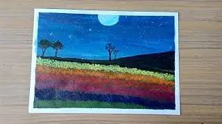 Drawing the look of a tulip garden at night-step by step||for beginners||Acrylic paint idea||