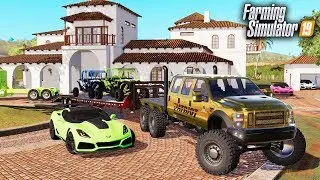 FS19- LIFE OF A BILLIONAIRE! BUYING MANSION, GOLD F-550 6x6, CORVETTE ZR1 & MORE