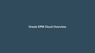 Oracle EPM Cloud Overview