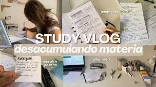 STUDY VLOG | UM SÁBADO PRODUTIVO desacumulando matéria da faculdade, anotações e mural de post its