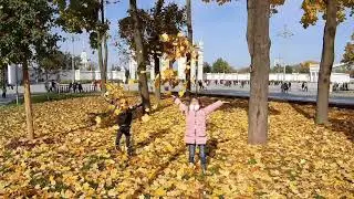 Золотая осень .  Демид и Варвара в парке ВДНХ.