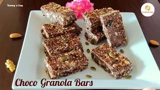 Homemade Chocolate Granola Bars Recipe | Easy Sugar-Free No bake Healthy Energy Bars Snacks for Kids