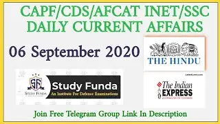 CAPF/CDS/AFCAT CURRENT AFFAIRS : 06 SEPTEMBER  , 2020 