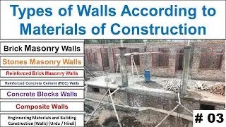 Types of Walls according to the Materials of Construction | Brick Masonry wall | Stone Masonry wall