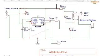 Schematic | Touch switch  circuit using IC ne555 | This circuit is very useful for creating touch