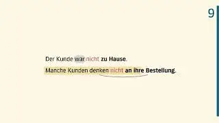 Grammar explanation video from Vielfalt B1+ (Lesson 9): Position of 'nicht' in the sentence