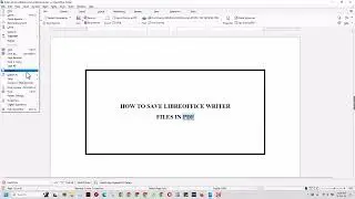 How to Save as PDF in LibreOffice Writer