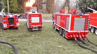 Oil Tank on Fire! Big industy Tank fire! Great Fire Trucks in Action