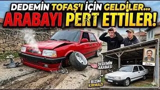 RAHMETLİ DEDESİNİN TOFAŞINI ÇALIŞTIRMAK İÇİN KÖYE GELEN GENÇLER ARABAYI PERTE ÇIKARTTI
