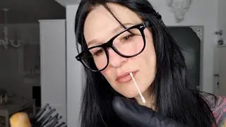 Gently talking ASMR Brushing teeth, combing hair, applying make-up, touching the face
