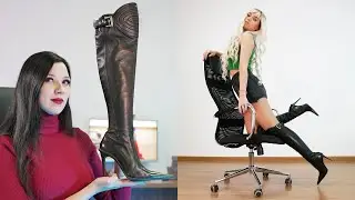 Kristina try on Gianmarco Lorenzi Size EU38 US7,5 pointed toe high heels leather over the knee boots