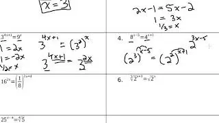 Solving Exponential Equations (Same Base)