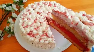 Нежный домашний торт с необычным вишневым🍒 кремом!