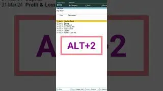 Tally Shorts / Shortcuts Key & uses in tally