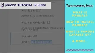 E3 Introduction to Pandas | Pandas in Hindi | Road to Data Science