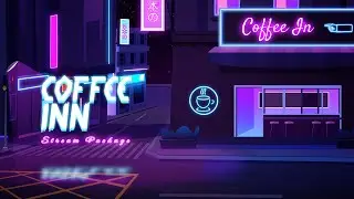 Free Neon Twitch Overlays  : Lofi Cafe Stream Package [DOWNLOAD]