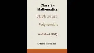CBSE - Grade 9 - Polynomials - Worksheet (RSA)