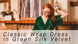 Classic Wrap Dress in Green Silk Velvet
