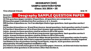 Class 12 Geography SAMPLE QUESTION PAPERS 2025 one shot videos / board exam 2025  important question