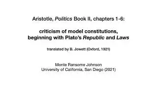 Aristotle Politics Book II, chapters 1-6