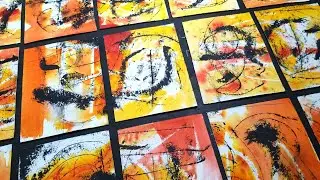 Making expressive marks with wax, dye, oil stick and paint.