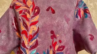 Валяем джемпер из шерсти на шелке. Расклада рисунка из вискозной бумаги