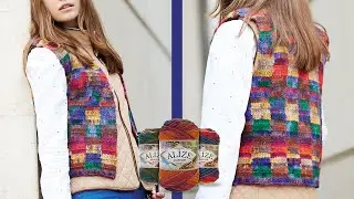 Çift Batik ile Ekose Yelek | Double Batik Plaid Vest | Жилет в шотландскую клетку из двойного батика