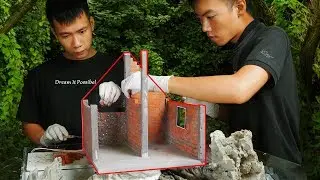 How to make the most beautiful mini house bricklaying in the mountain - Part 1 | HD 4K