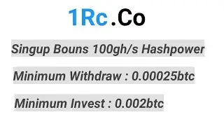 1rc.co New Bitcoin Mining Site | Free 100gh/s | Bitcoin Cloud Mining 2020