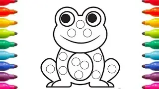 cute popit frog drawing and colouring for kids