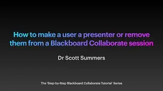 How to make a user a presenter or remove them from a Blackboard Collaborate session