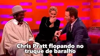 Chris Pratt flopando no truque de baralho com Jennifer Lawrence e will.i.am (legendado)