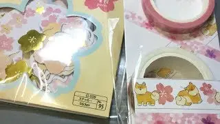 DAISO Sakura Shiba Dog Stickers and Tape from Japan