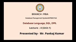 Database Management System | Database Language, SQL, DML | AKTU Digital Education