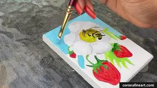 Painting of Bee and Strawberries, Real Time Painting